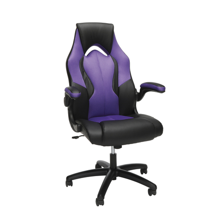 Ofm Leather Gaming Chair, Padded Arms ESS-3086-PUR